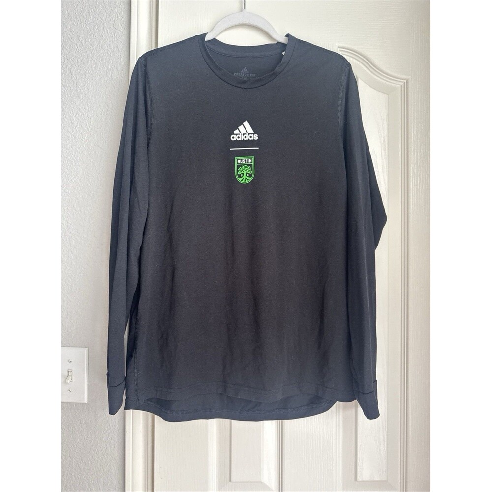 Austin FC Adidas Creator Tee Mens L Black Graphic Long Sleeve Performance Logo